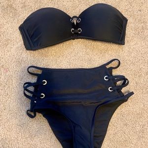 NEW HIGH WAISTED BLACK BATHING SUIT MEDIUM